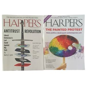 Set Of 2 Harpers Magazine October December 2024 Democracy Big Tech Art Politics